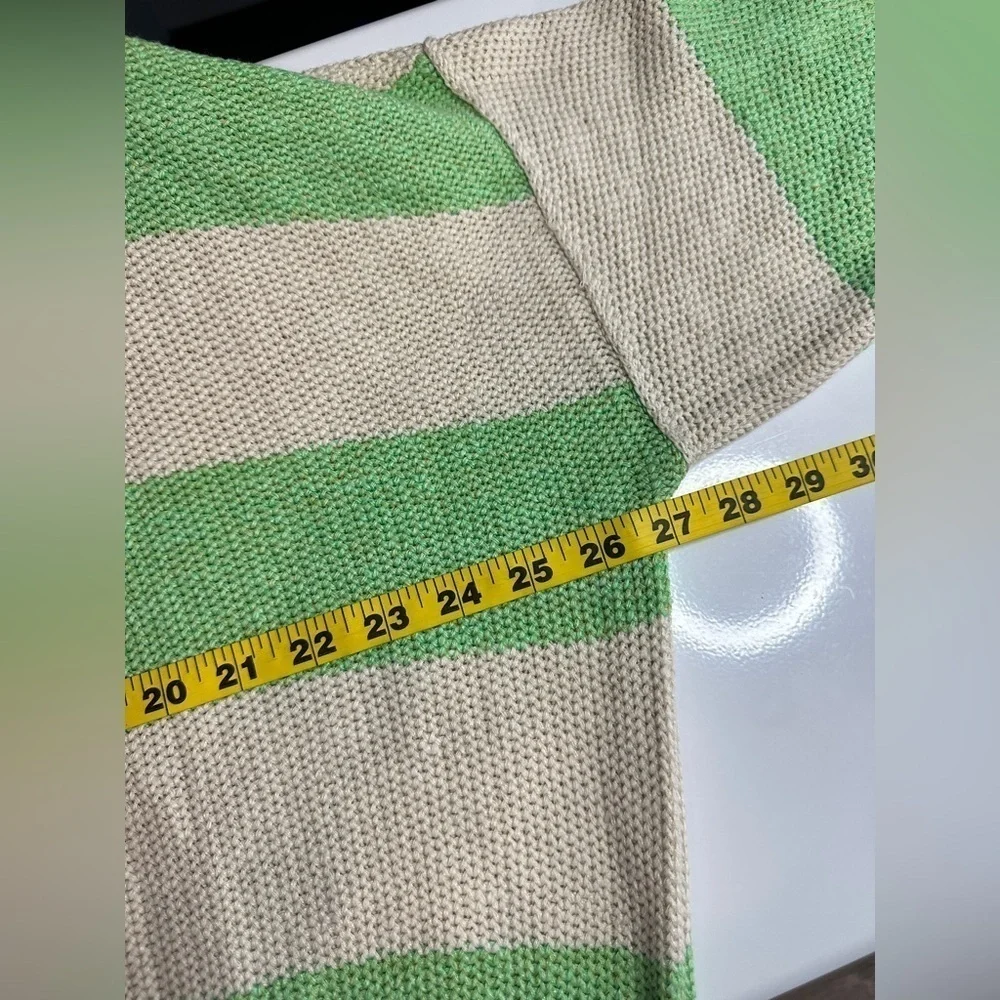 NWT Free People Cassidy Off Shoulder Sweater Striped Wild Green Combo XS